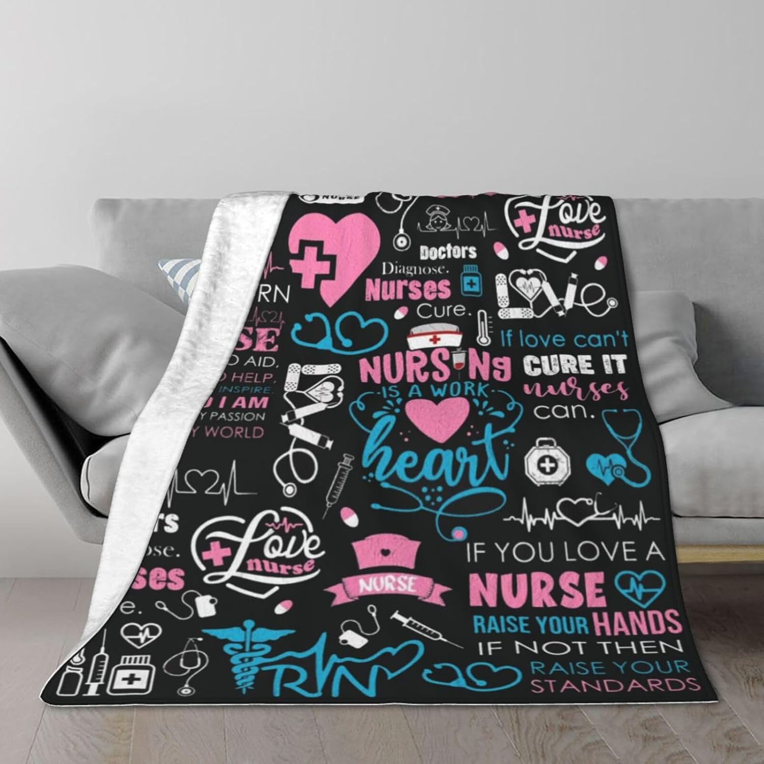 Funny Nurse Gifts for Women Soft Flannel Blanket