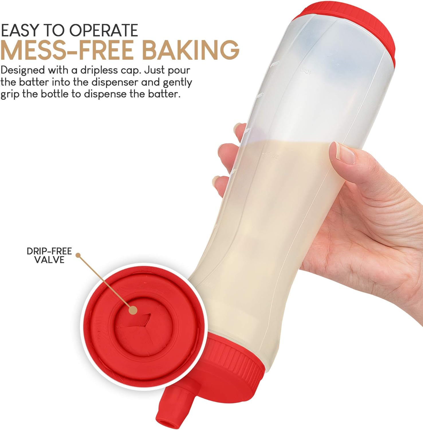 EXULTIMATE Pancake Batter Dispenser Pen 3 Cup Capacity Red
