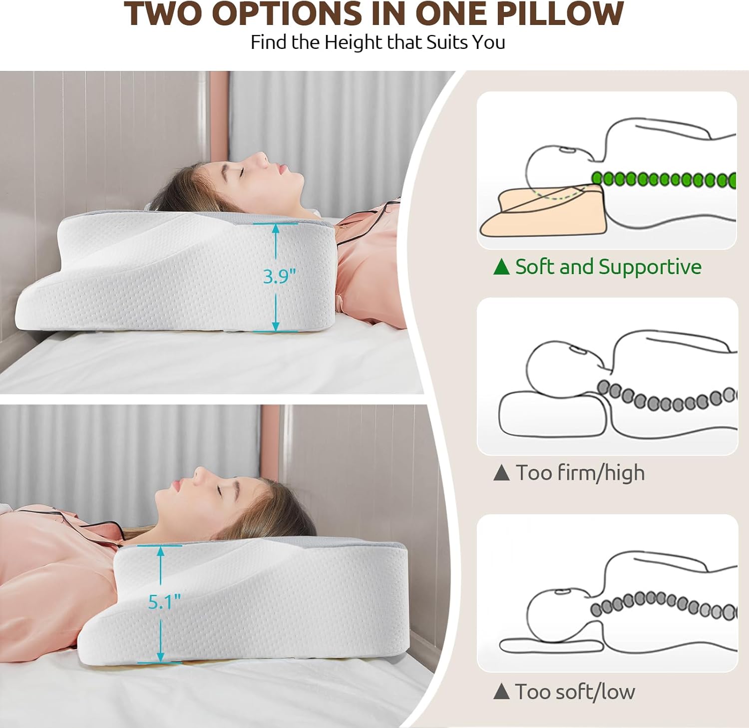 DONAMA Memory Foam Cervical Pillow for Sleeping Support