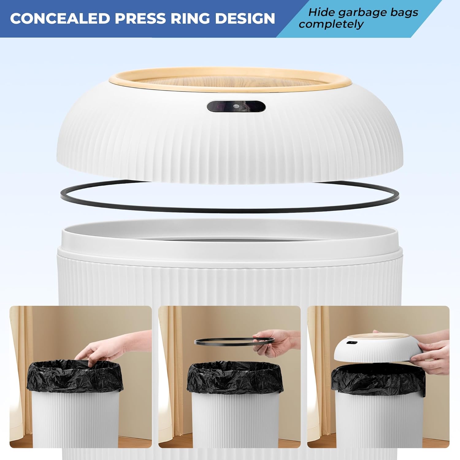 Pukomc Smart Sensor Wastebasket for Kitchen Bathroom Bedroom