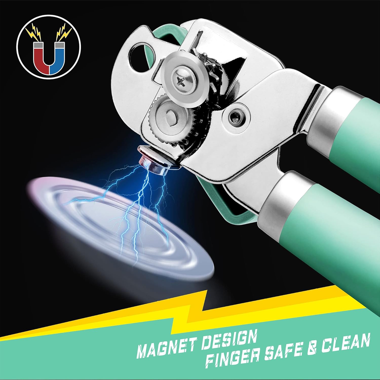 PrinChef Manual Can Opener with Magnet - 2 in 1 Design