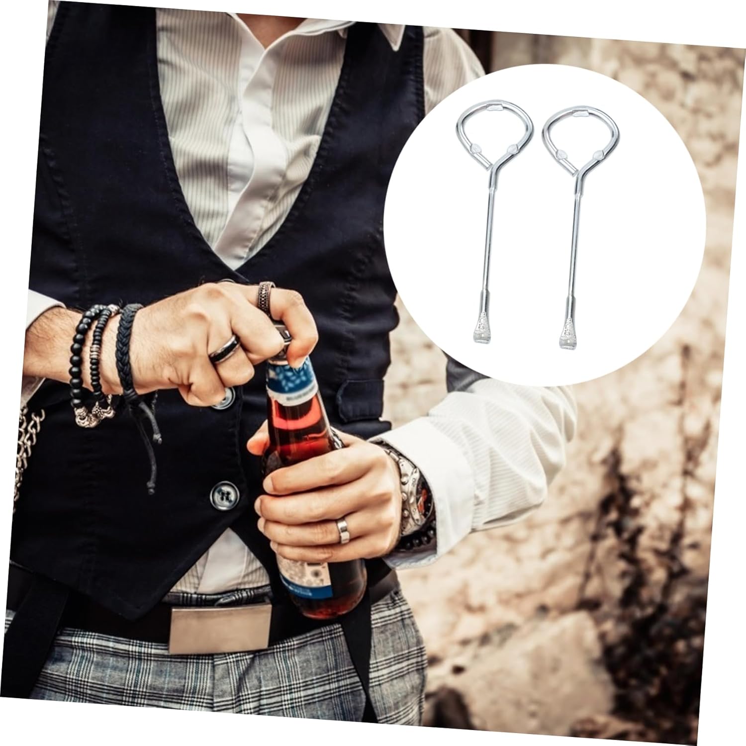 HOMSFOU 2pcs Adjustable Can Opener with Bucket Lid Holder