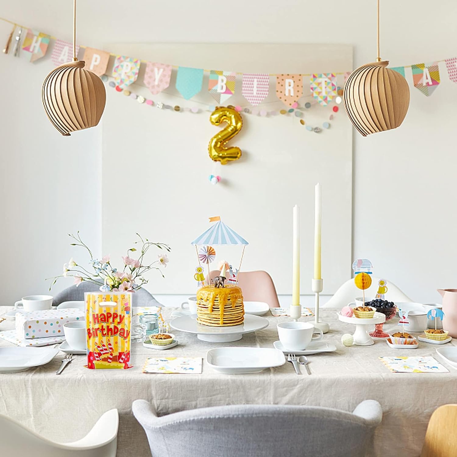 25 Pcs Kids Party Favors - Birthday Candy Bags with 5 Designs