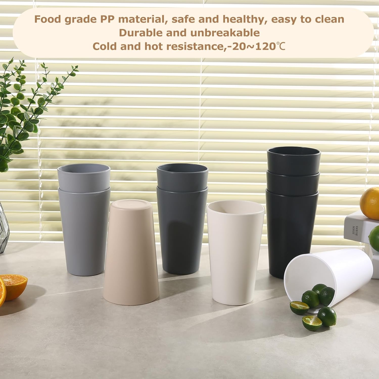 24 Pcs 20 Oz BPA-Free Plastic Cups Set
