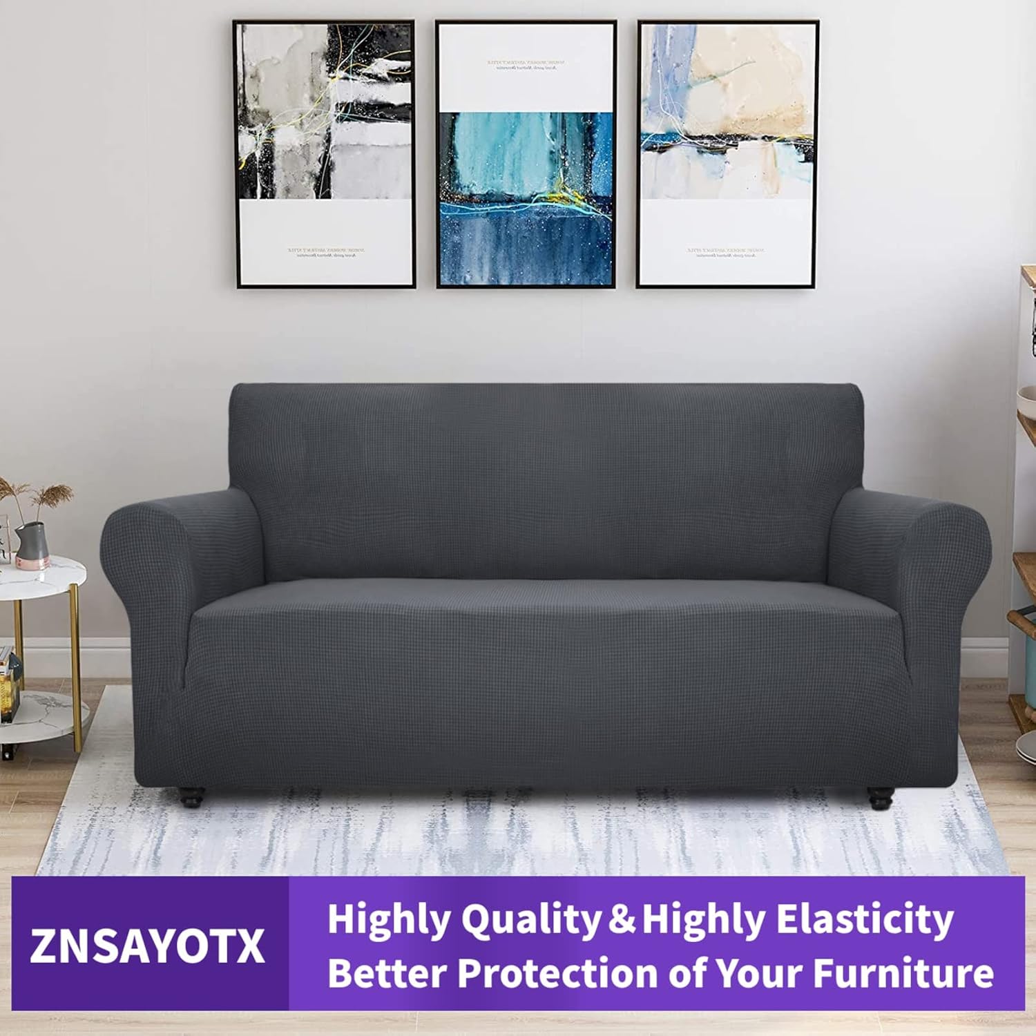 ZNSAYOTX Super Stretch Couch Cover Universal Fit for 3 Cushion Couch