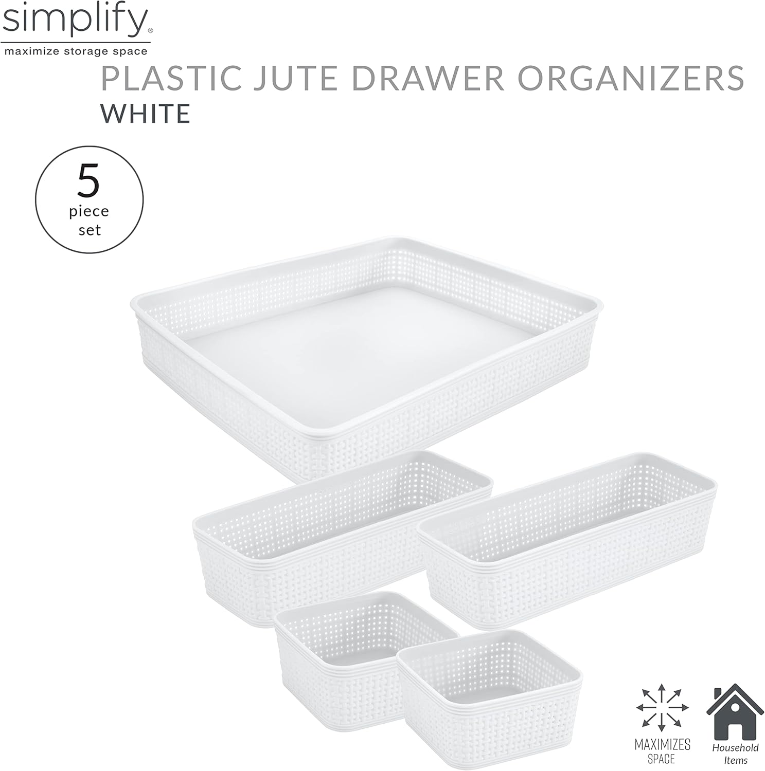 Simplify 5 Piece Organizer Set White