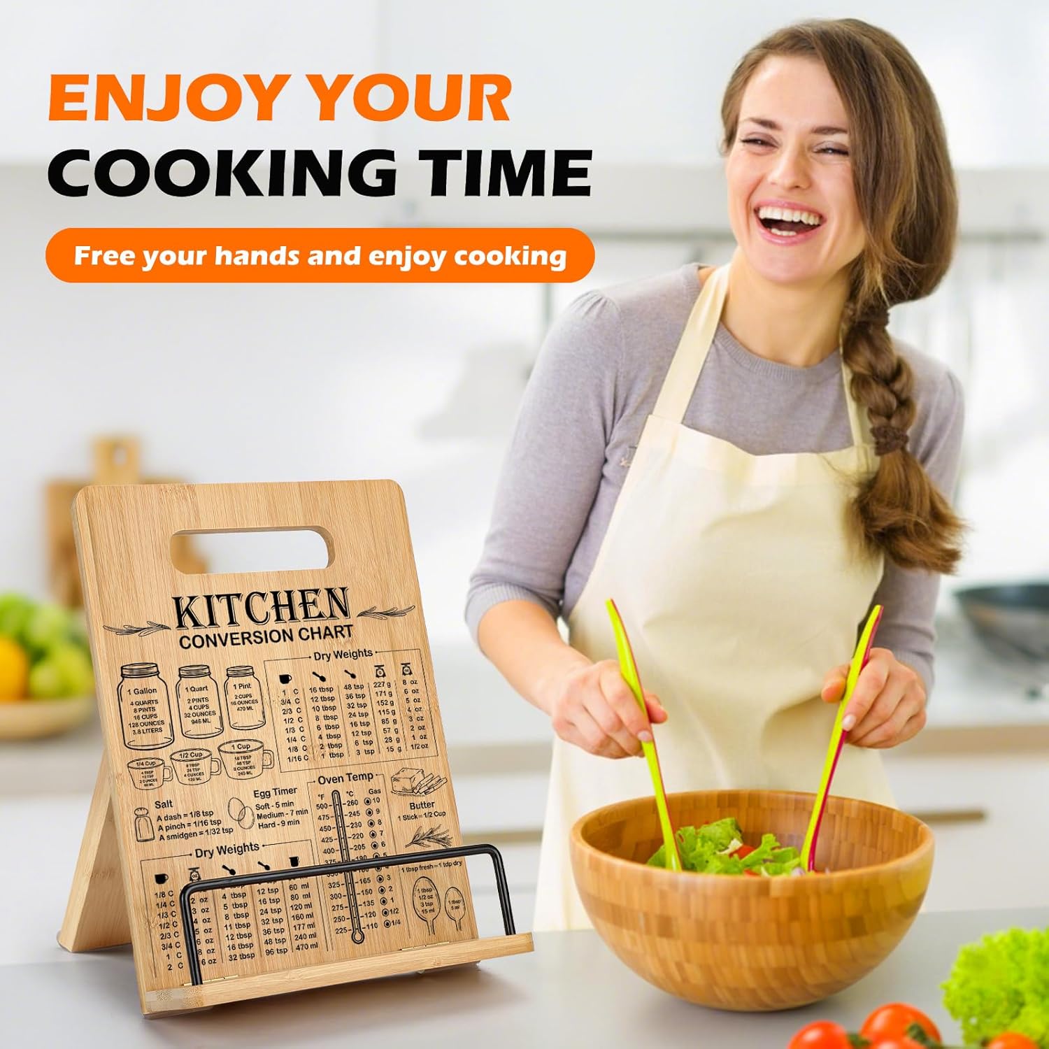 Bamboo Cookbook Stand for Kitchen Counter