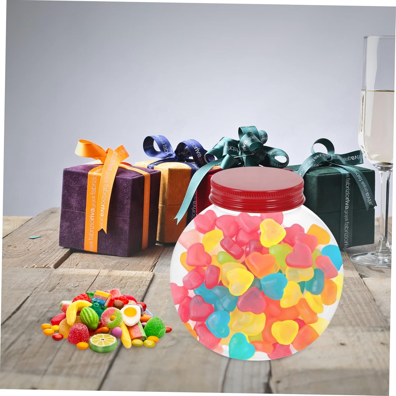 Operitacx 5Pcs Christmas Candy Jar Ball Shaped Packaging Bottles for Treats