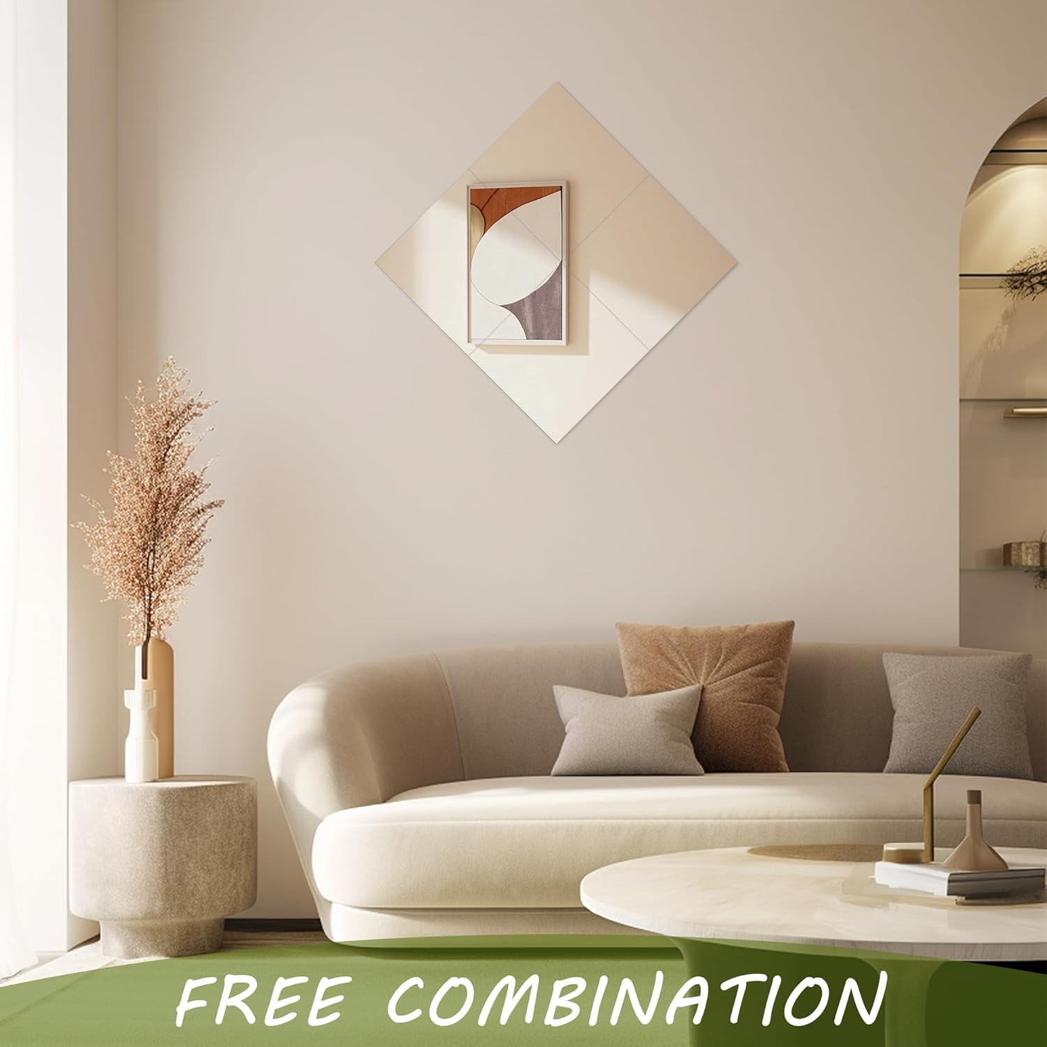 Quacc 4 Pc Self Adhesive Mirrors 8x8 Inch Frameless Tiles