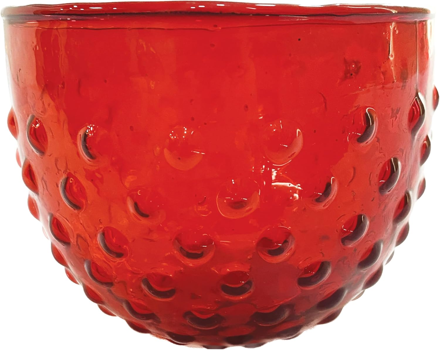 Creative Co Op Glass Hobnail Votive Bowl Red