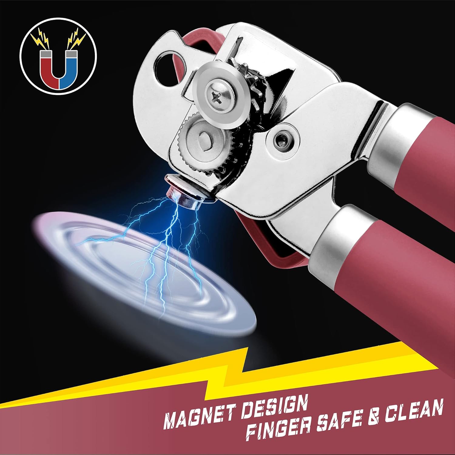 PrinChef Manual Can Opener with Magnet - Red