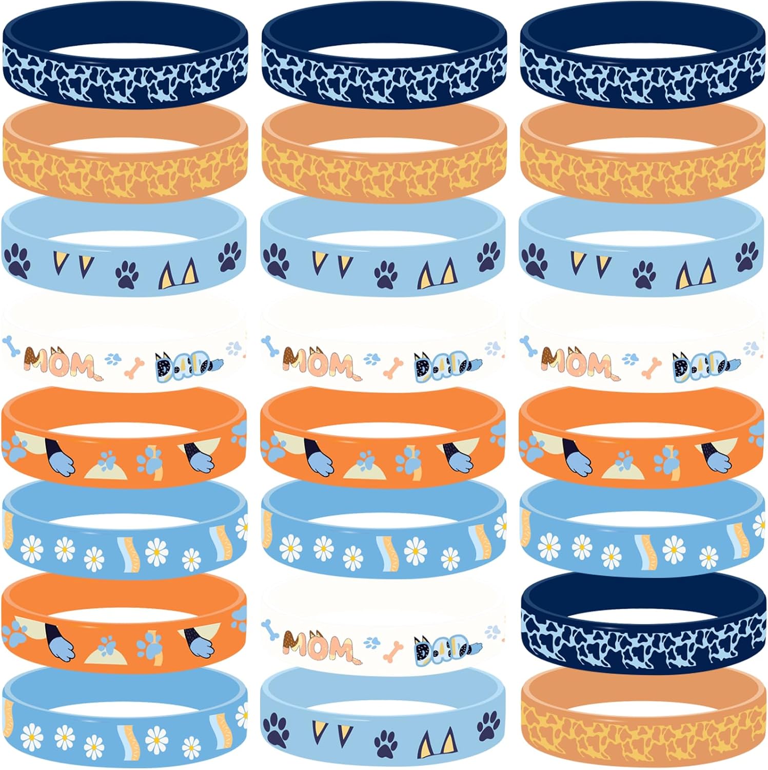 Blue Dog Theme Party Favors 24pcs Silicone Bracelets