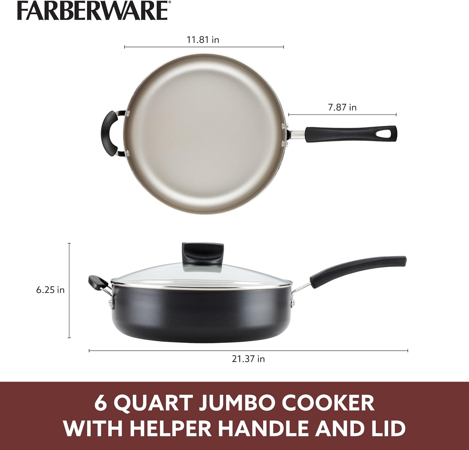 Farberware Smart Control Stockpot 6 Qt Black with Lid