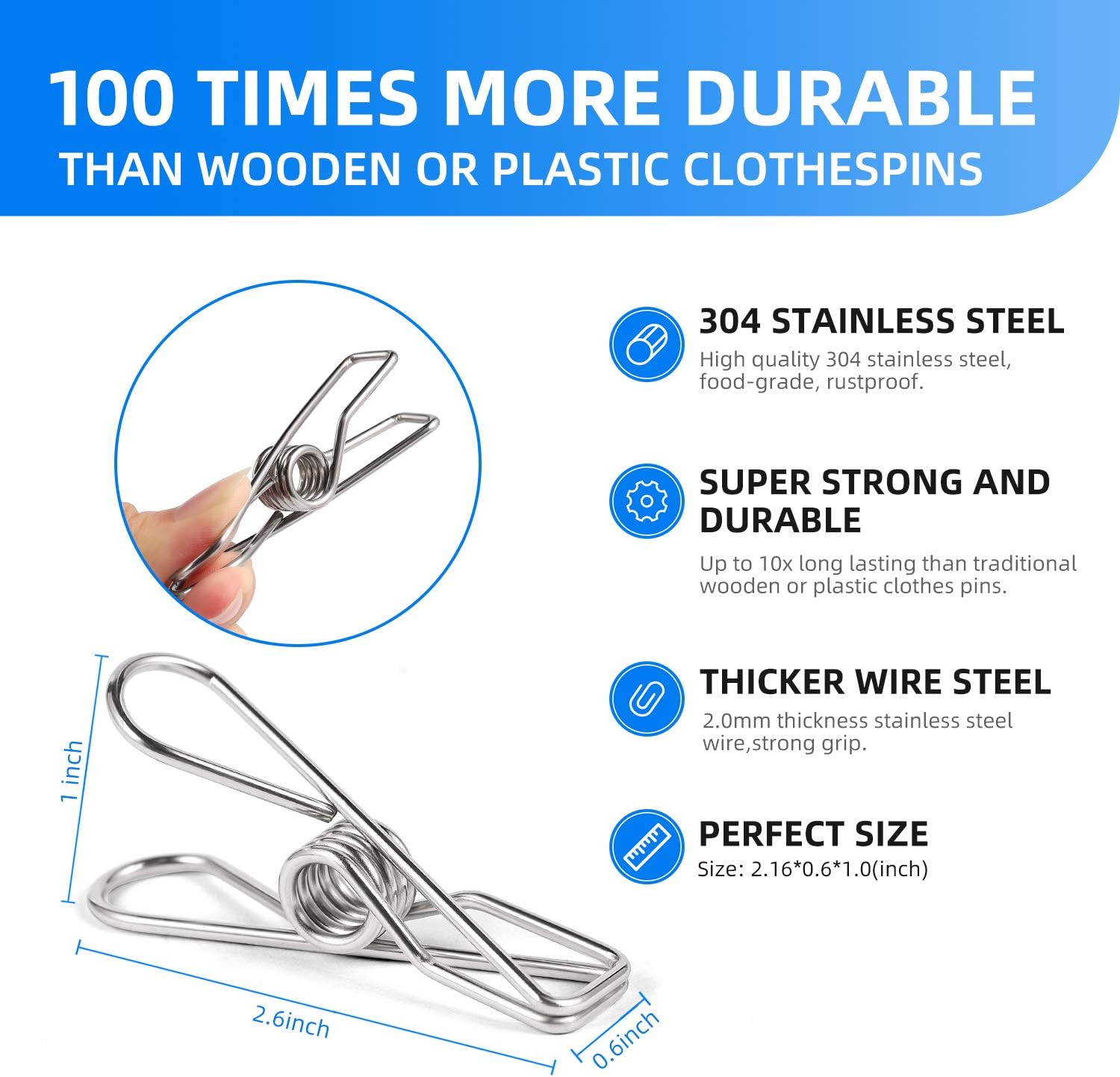 Heavy Duty Stainless Steel Clothes Pins 28 Pack