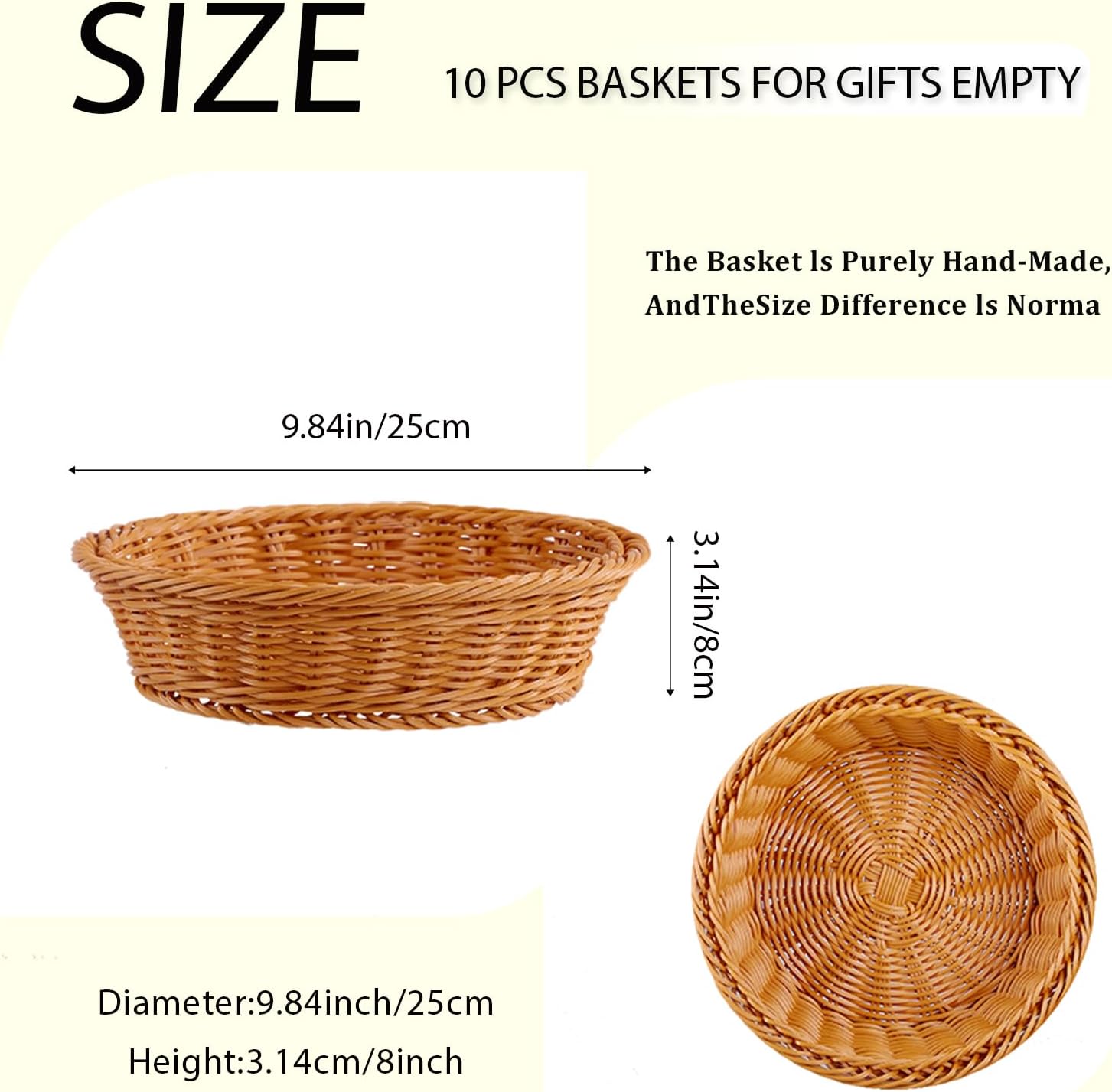 JUEGD 10 Pack Round Plastic Woven Bread Baskets