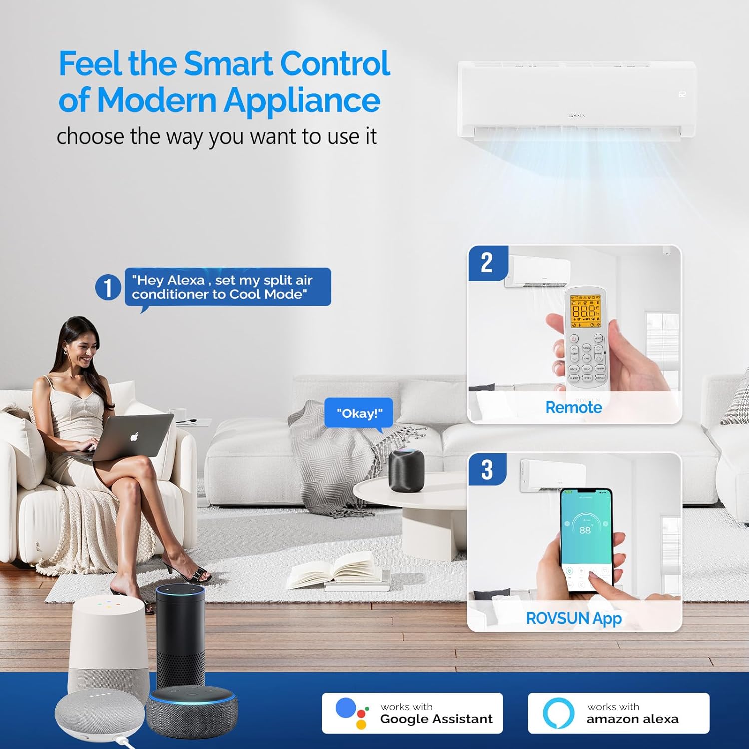 ROVSUN 9000 BTU Mini Split AC Unit with Inverter and Wifi