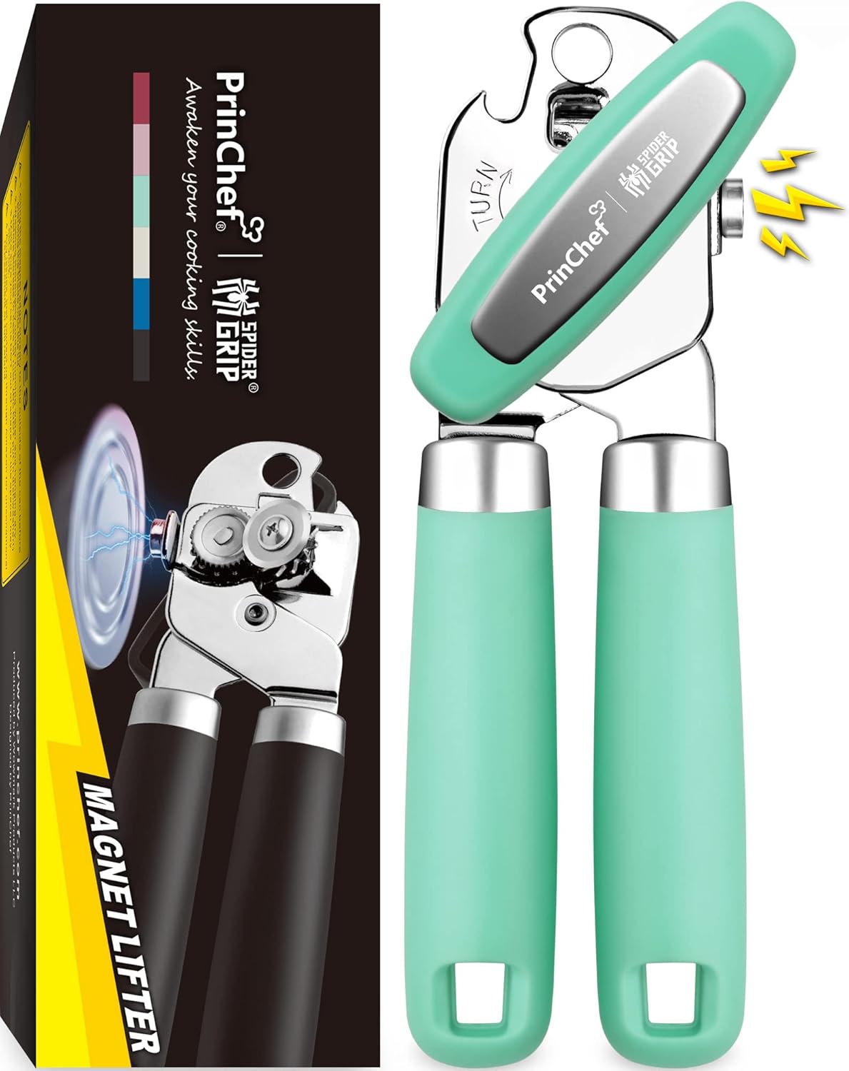 PrinChef Manual Can Opener with Magnet - 2 in 1 Design