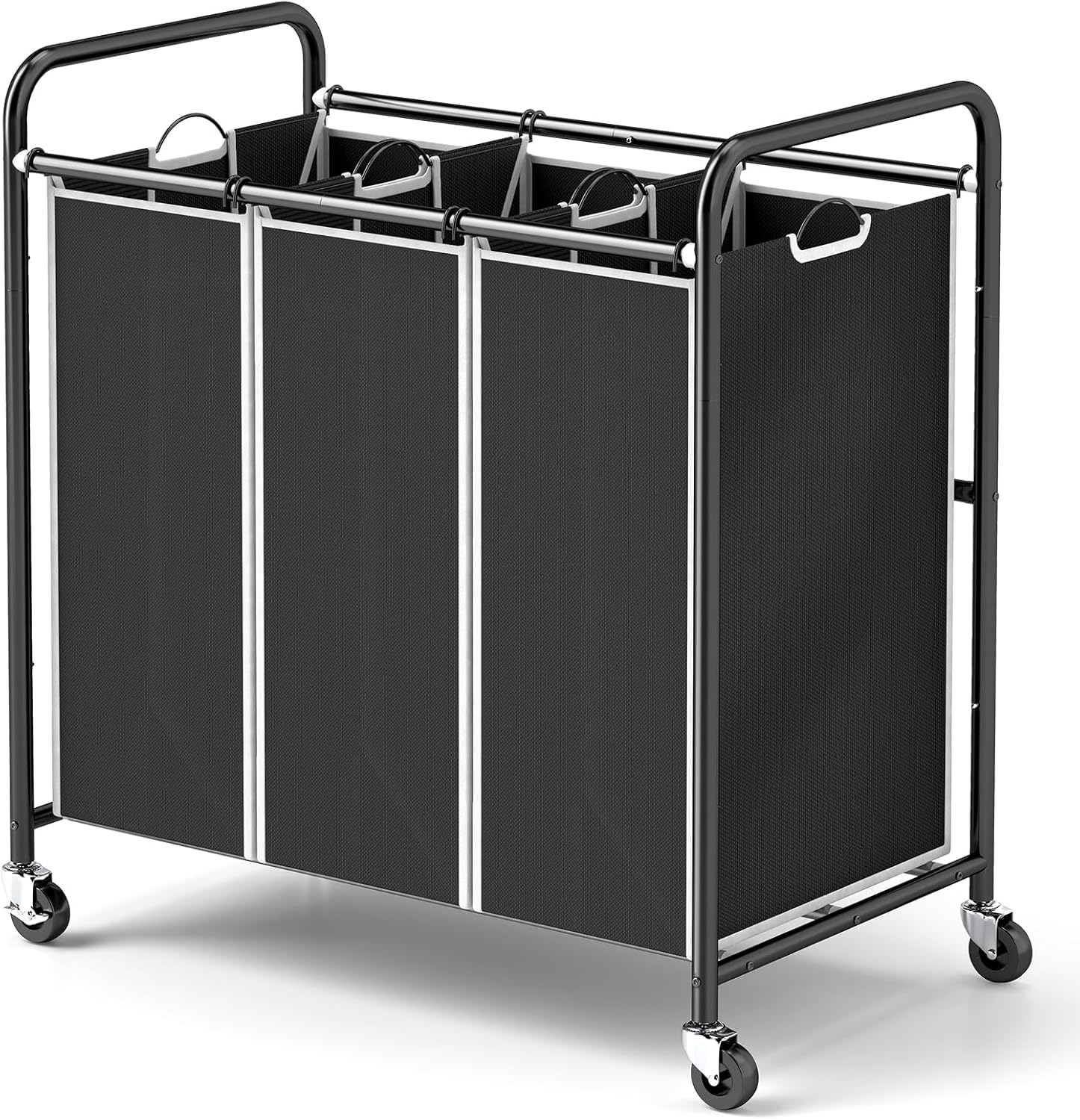 ROMOON 3 Compartment Laundry Sorter with Wheels and Removable Liners