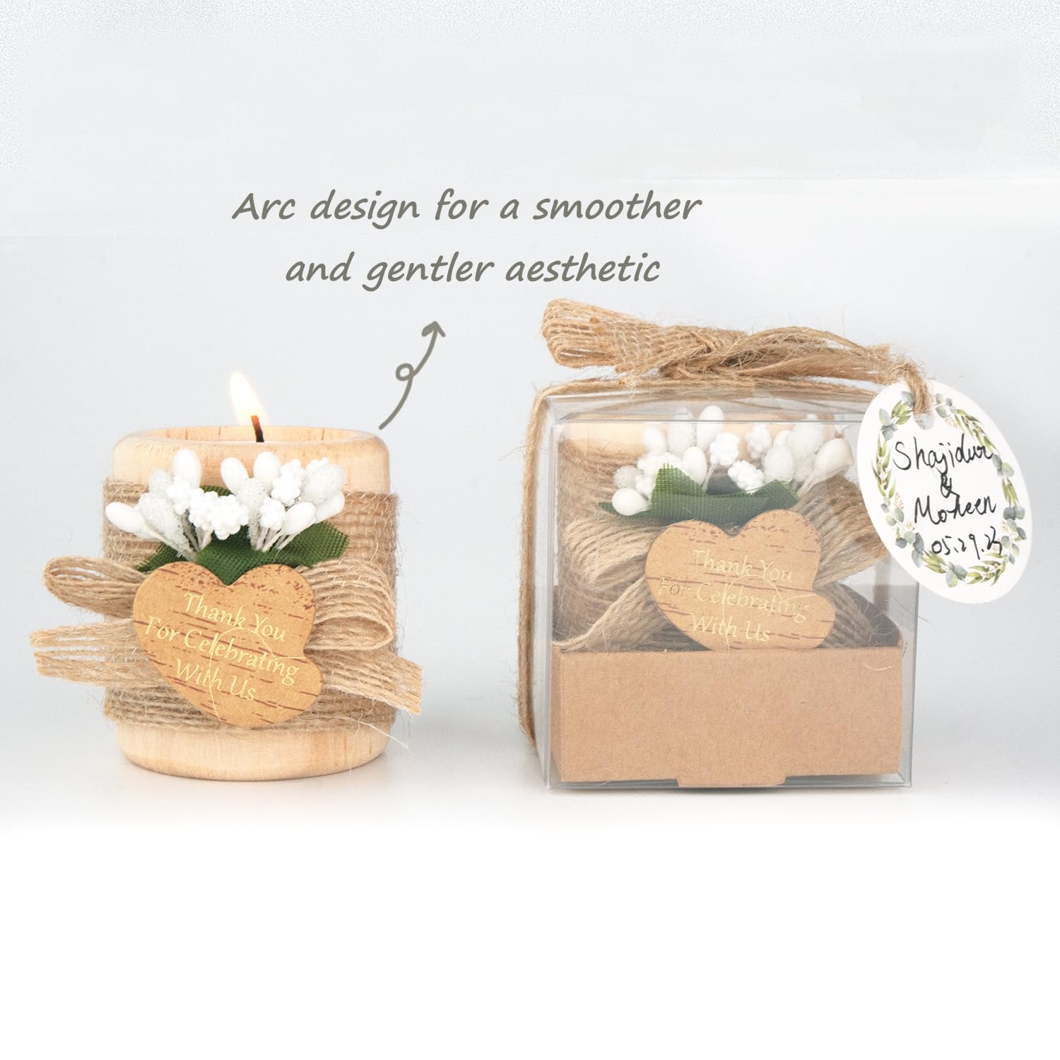 30 Pack Wood Tealight Candle Holders for Wedding Favors