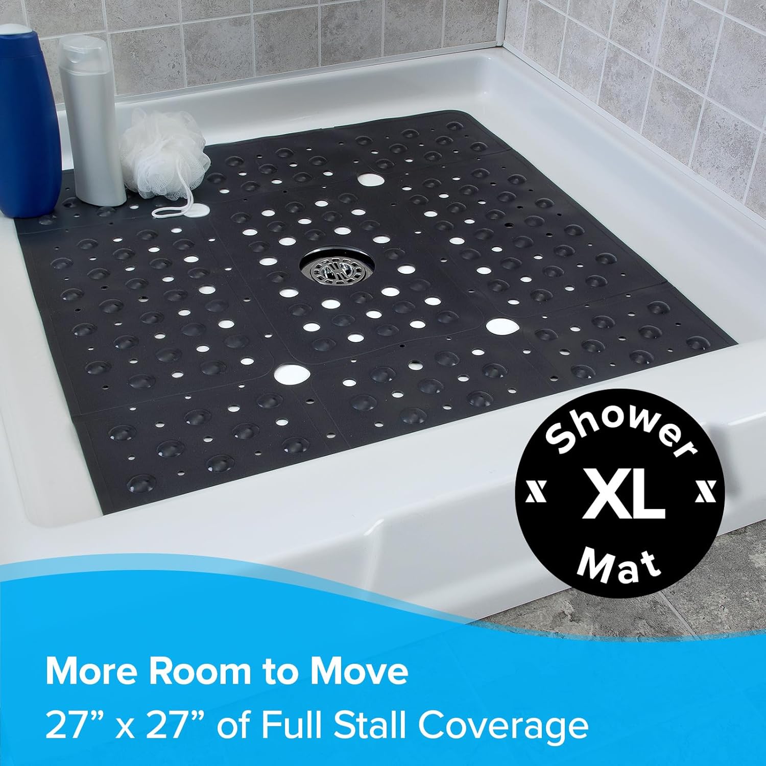 SlipX Solutions 27 Inch Oversize Square Shower Mat