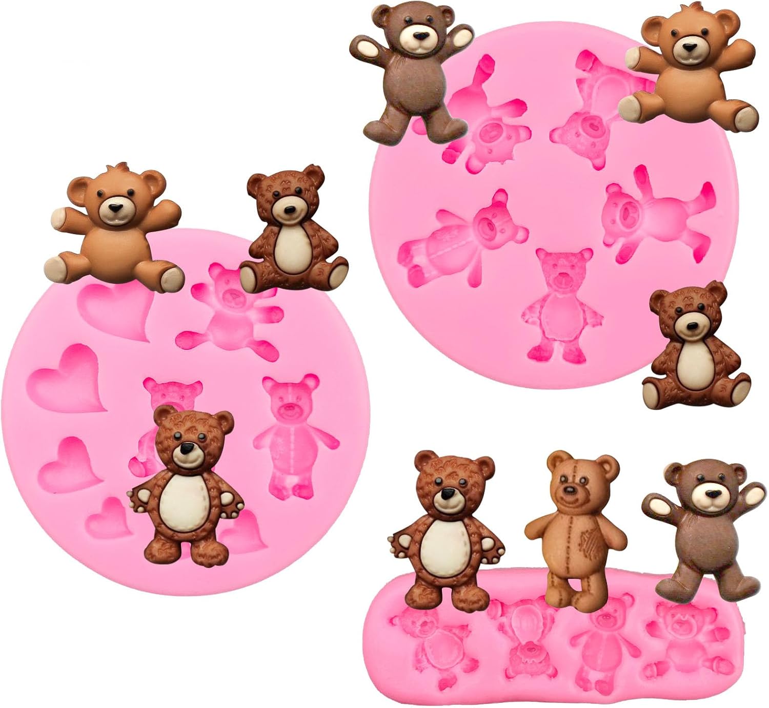 MEMOVAN Bear Silicone Fondant Mold 3pcs
