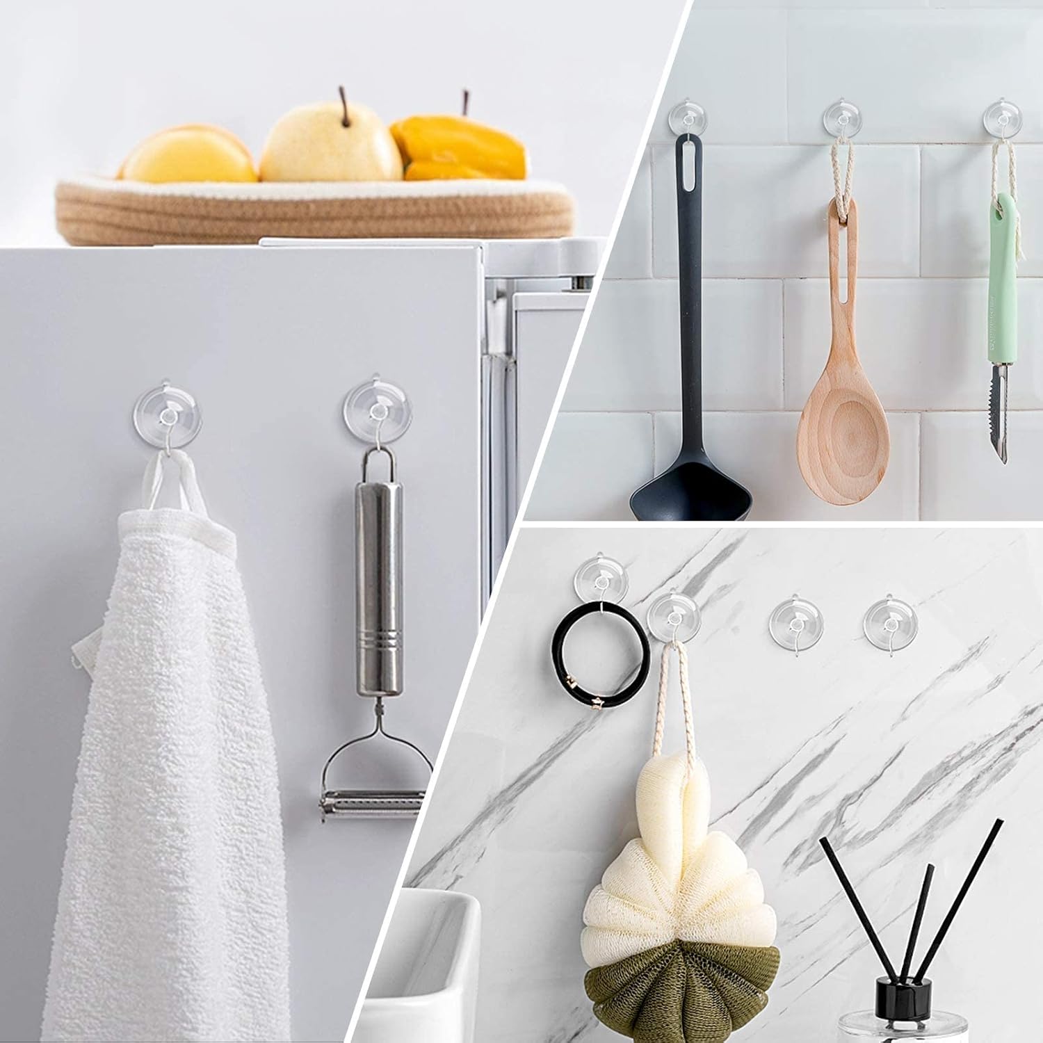 HangerSpace Suction Cup Hooks 12 Pack Clear PVC