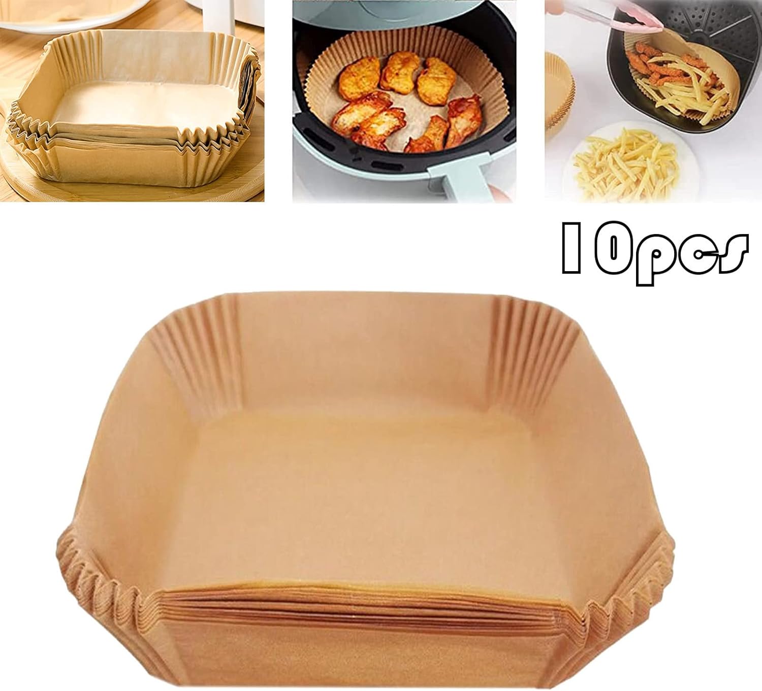 VESNIBA Disposable Non-Stick Air Fryer Paper Liner 10 Sheets 16x16cm