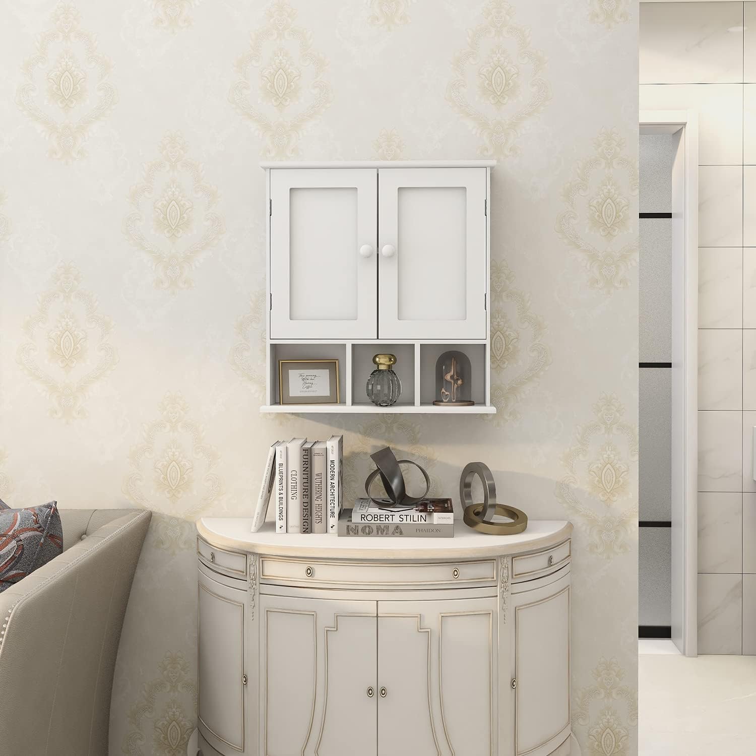 TaoHFE Wall Cabinet Over Toilet Storage With Adjustable Shelves