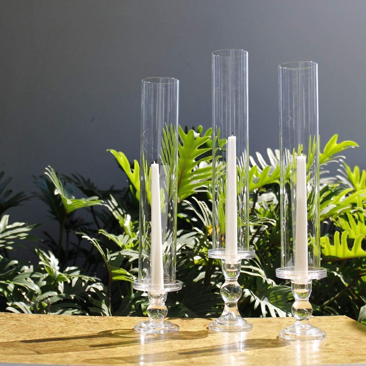 CYS EXCEL 6-Piece Clear Glass Hurricane Candle Holder