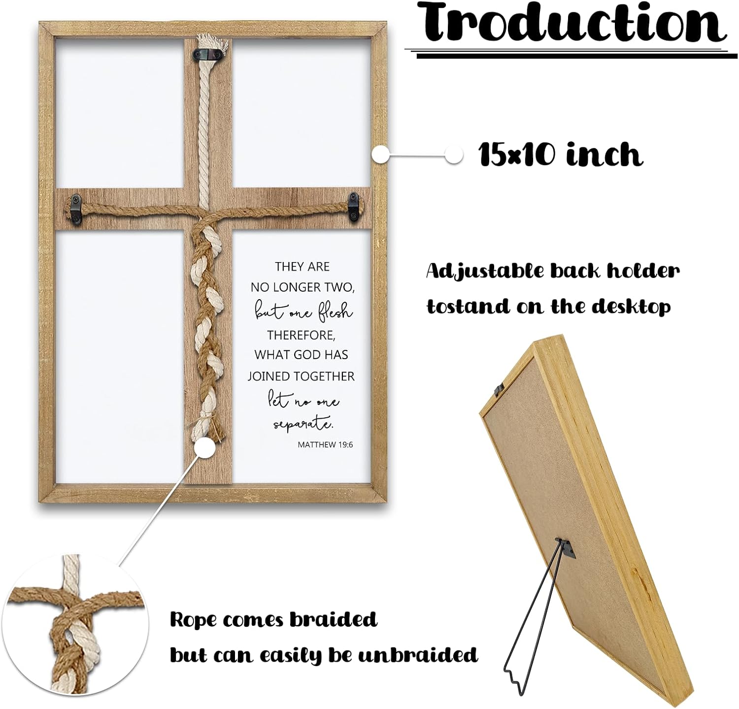 Matthew 196 Unity Cross Wedding Sign 15x10 Wood