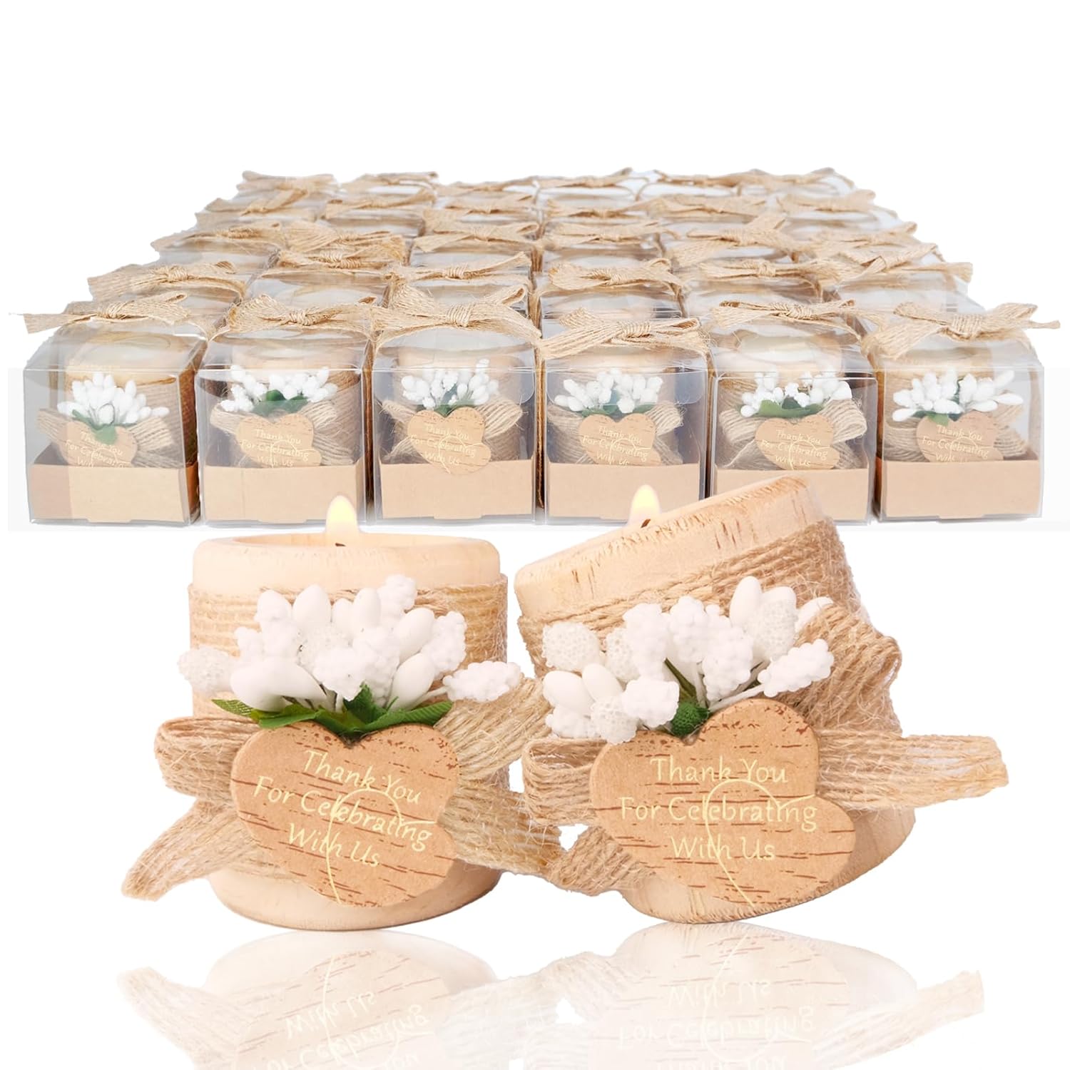30 Pack Wood Tealight Candle Holders for Wedding Favors