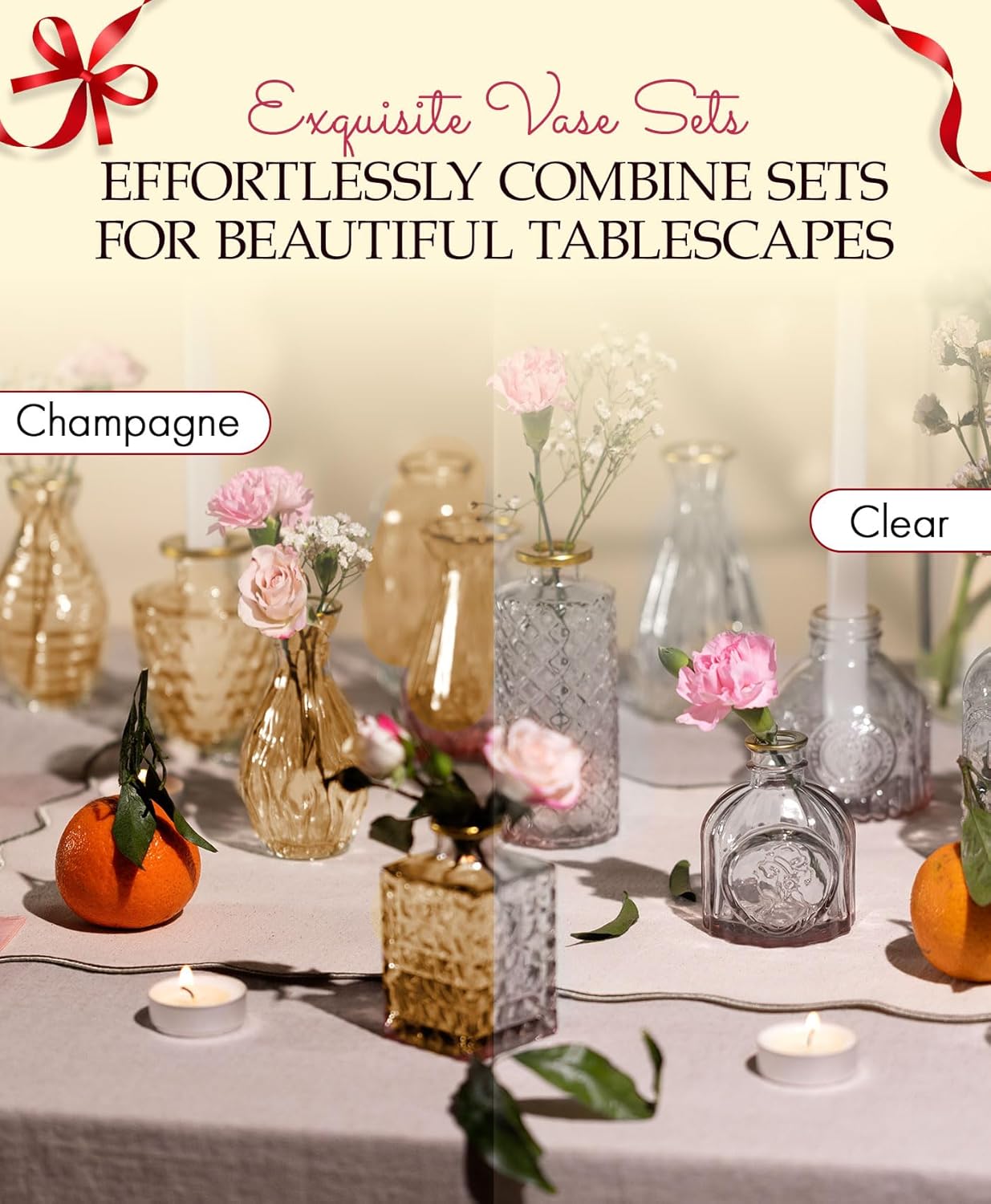 Premium Heirloom Hills Bud Vases Set of 30 with Gold Rims
