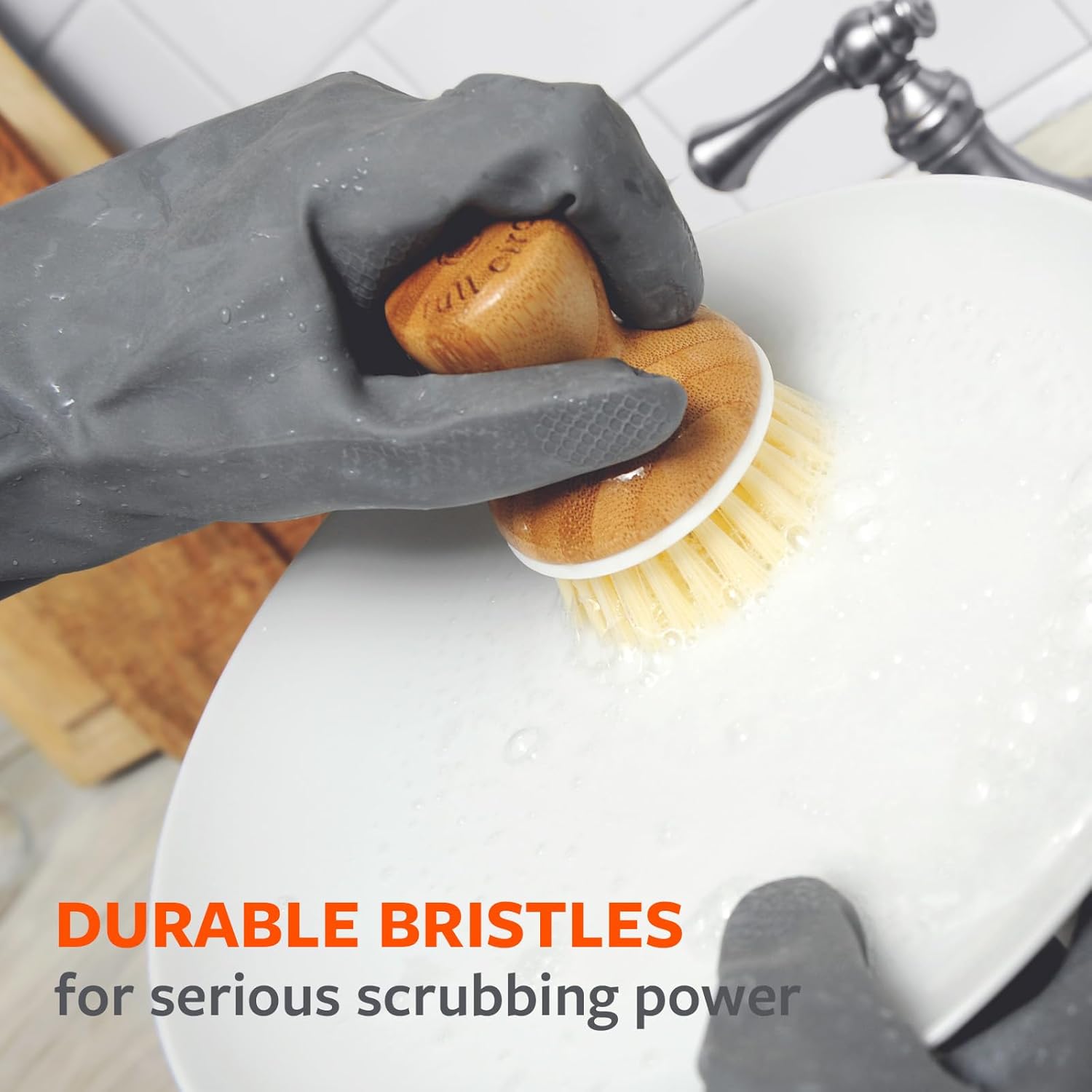 Full Circle Bubble Up Brush with Dispenser Gray