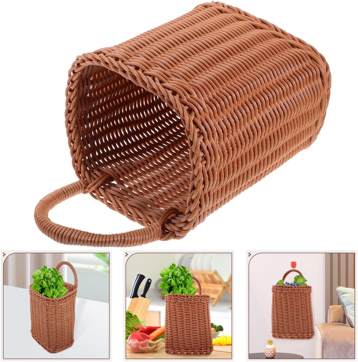 Angoily Hanging Wicker Basket for Home and Outdoor Use