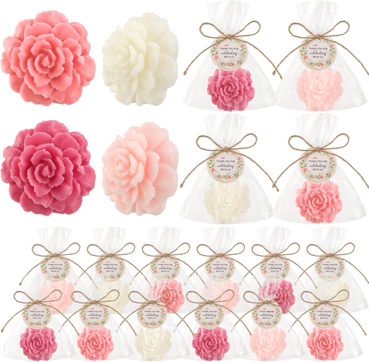 Demissle 20 Piece Flower Mini Soap Gift Set for Wedding and Party