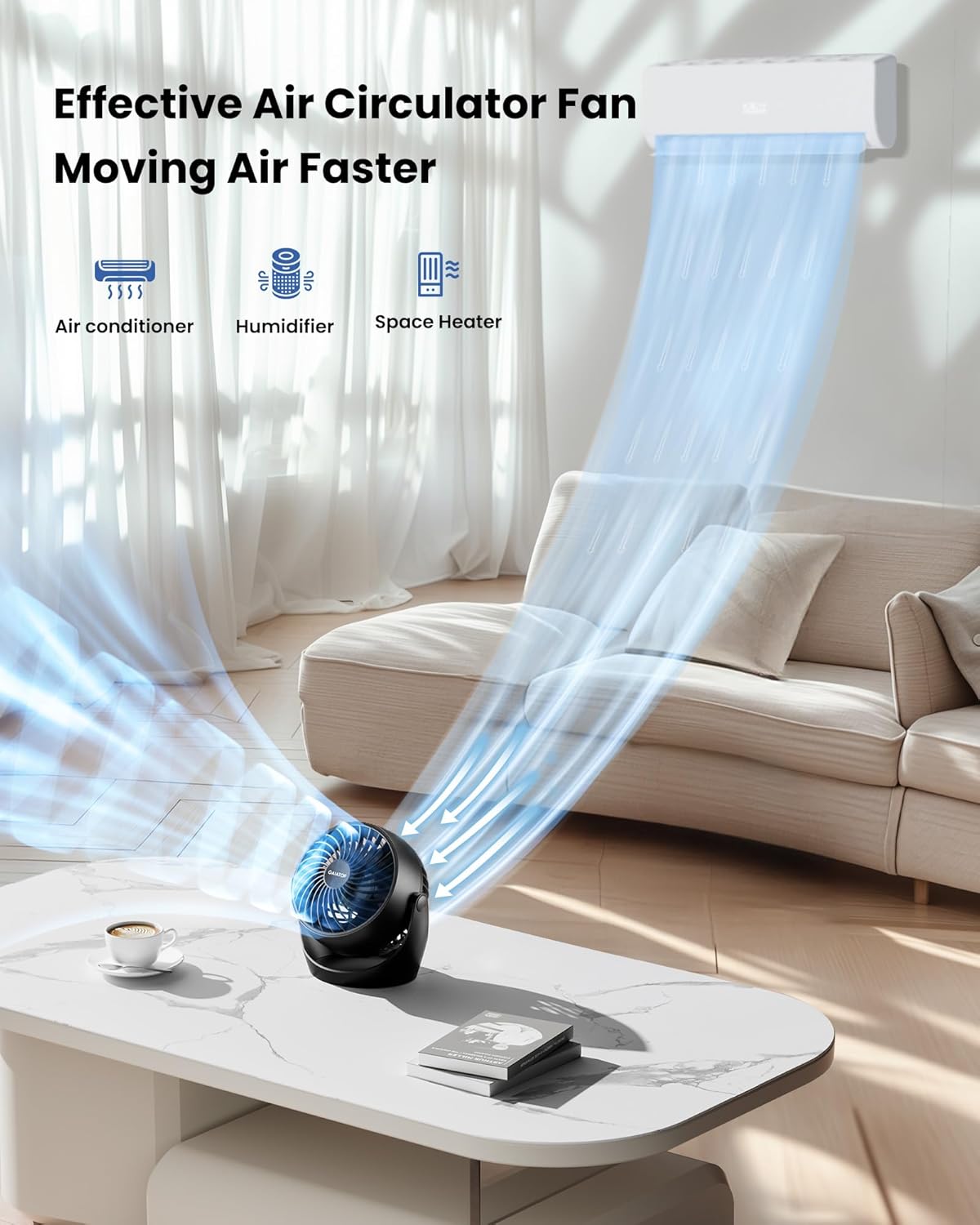 Gaiatop 5-Inch Portable Desk Fan - 3 Speed Black