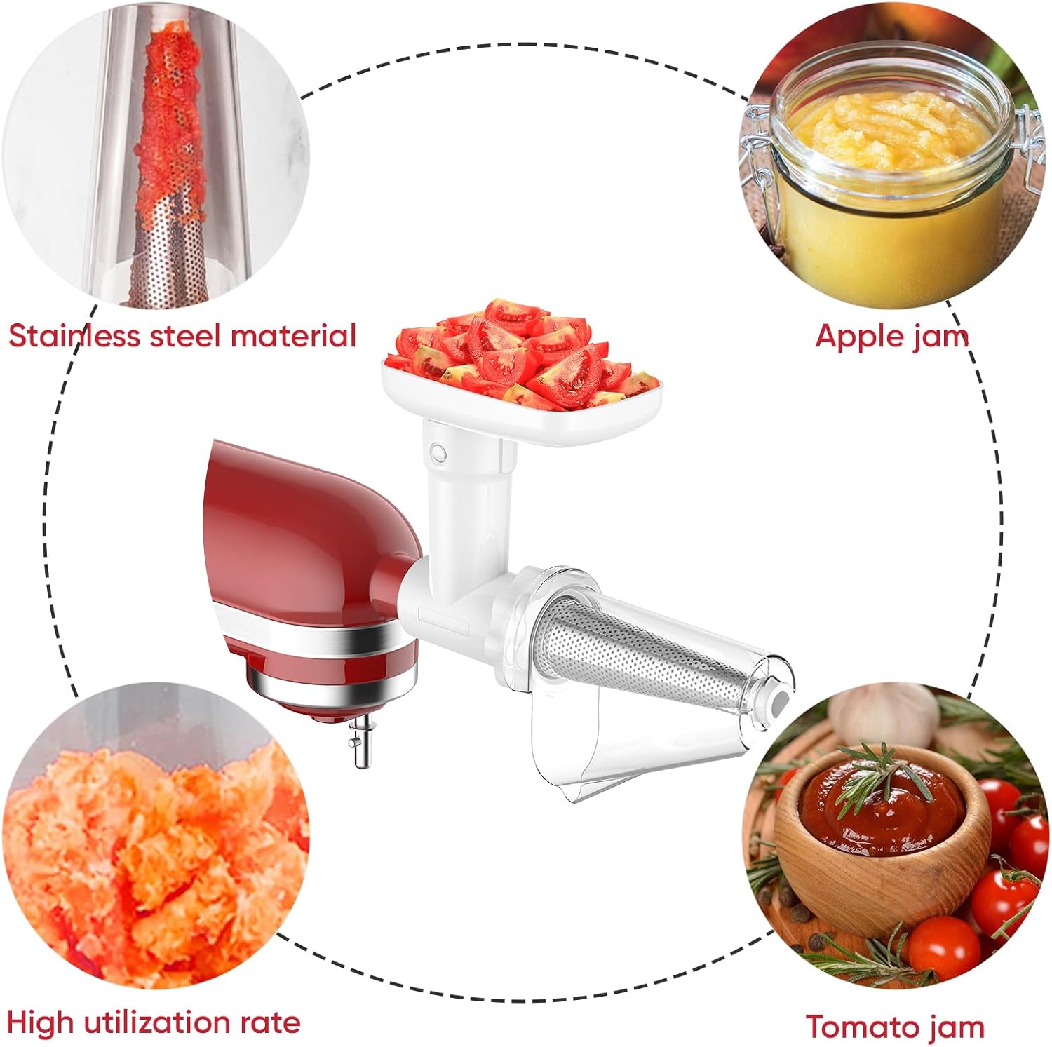 HOZODO Fruit Veg Strainer Meat Grinder for Kitchenaid Mixers