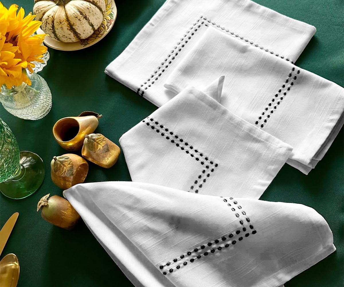 Black and White Cotton Napkins Set of 4