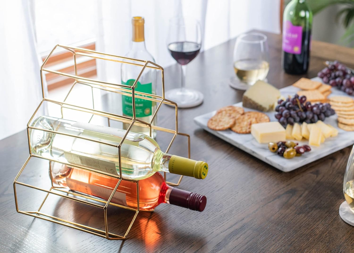 NAT Jules Honeycomb Gold Tone Wine Rack