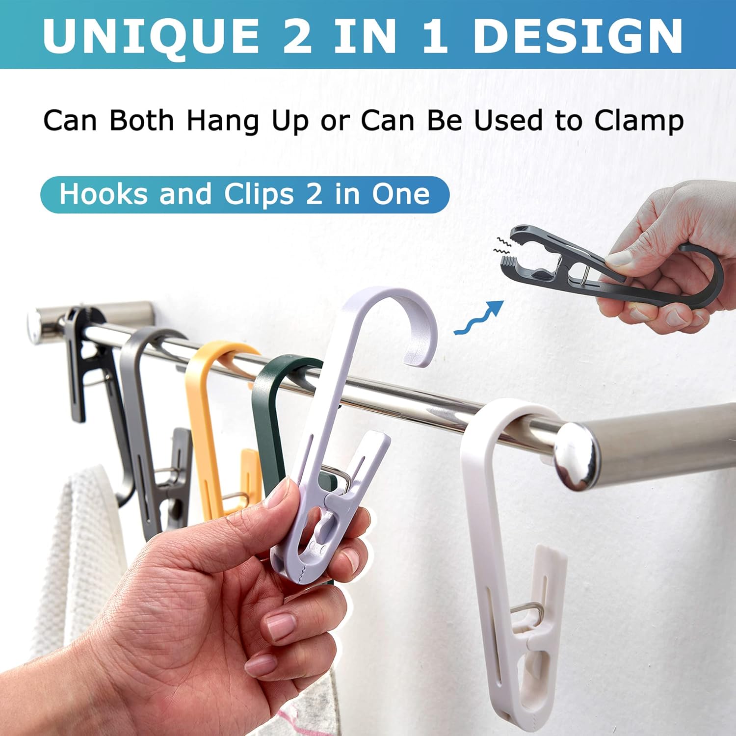 XoYoZo 4Pcs Laundry Hooks with Clips Organizer