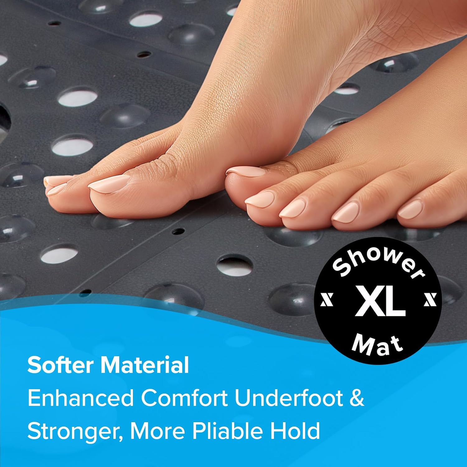 SlipX Solutions 27 Inch Oversize Square Shower Mat