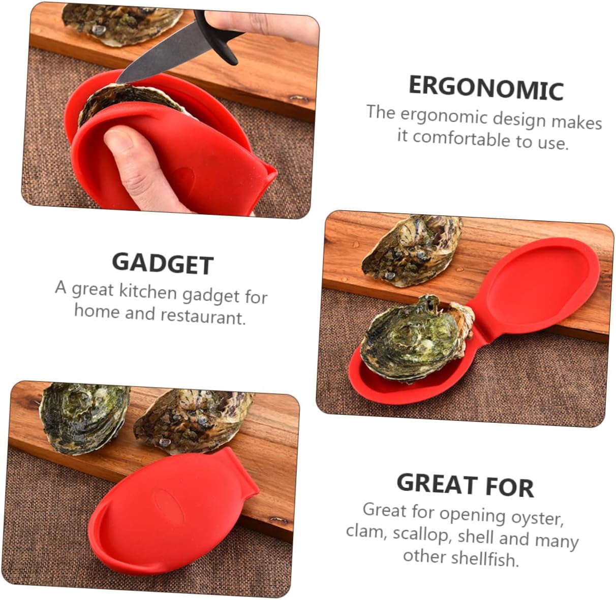 LIFKOME 2 Pcs Oyster Shucking Hand Clips with Silicone Clamps and Seafood Holders