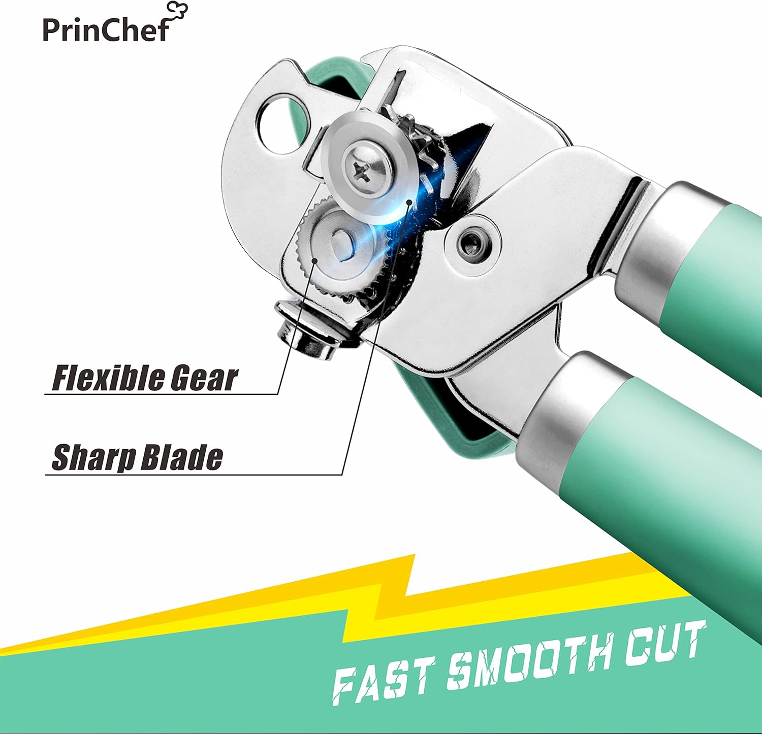 PrinChef Manual Can Opener with Magnet - 2 in 1 Design