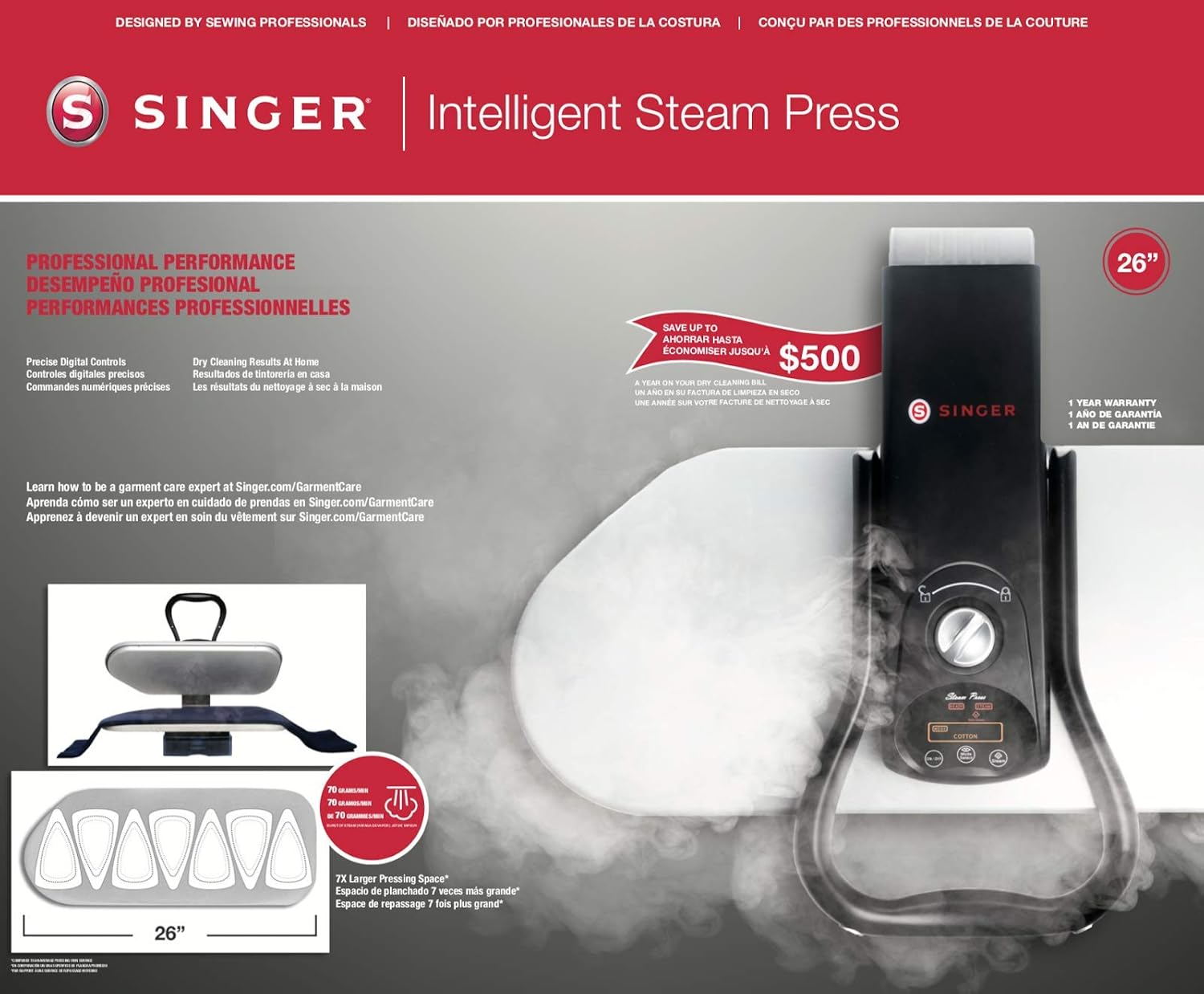 Singer Intelligent Steam Press 26 With Stand White