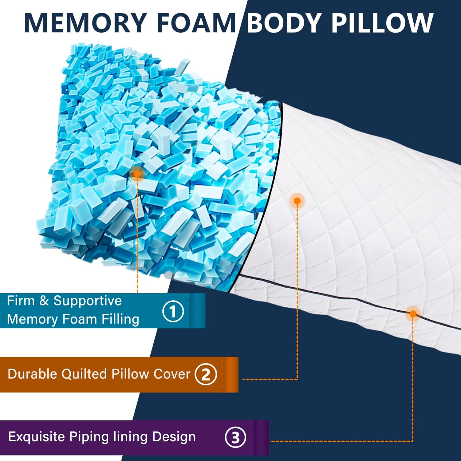 Cooling Memory Foam Body Pillow Insert for Adults