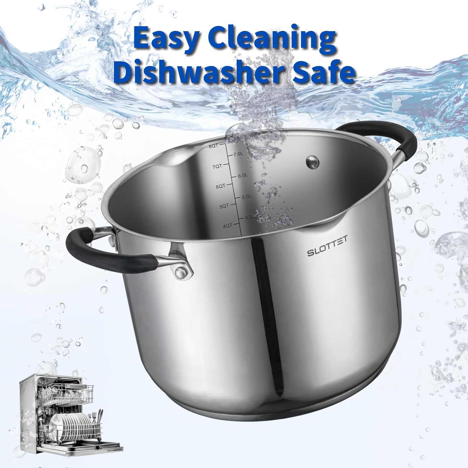 8 Quart Stainless Steel Stock Pot with Strainer Glass Lid