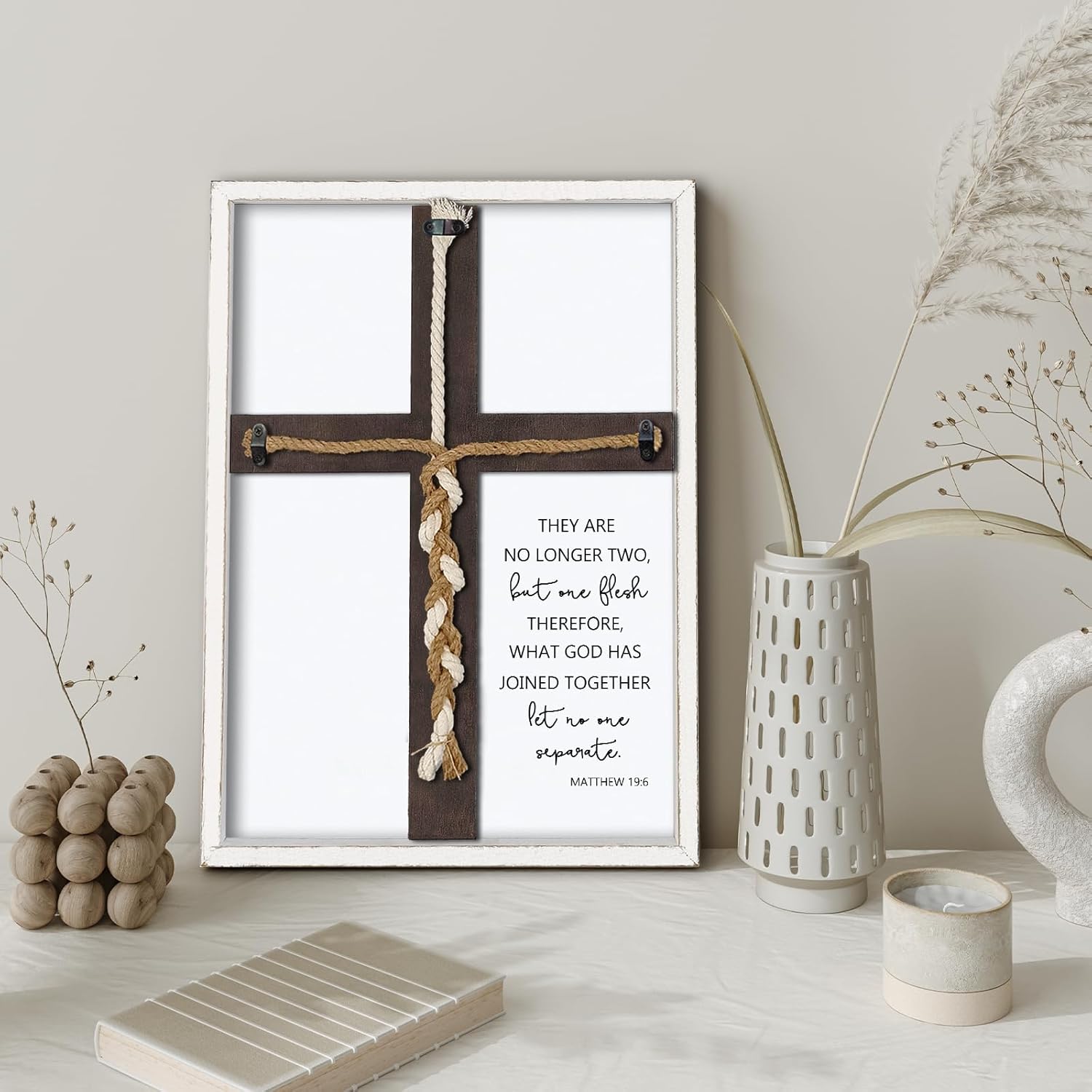 Matthew 196 Unity Cross Wedding Sign Wall Decor White