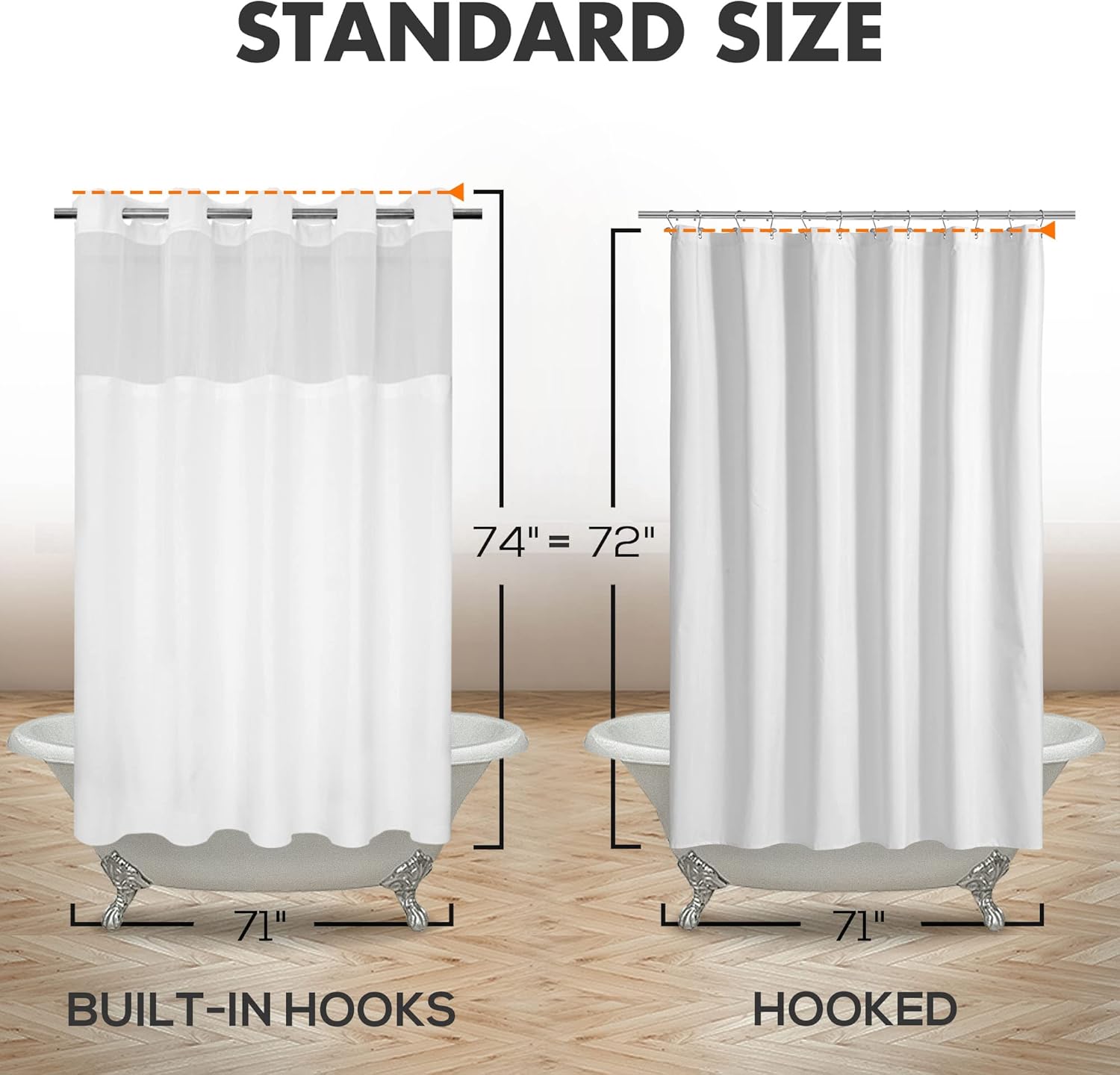 River Dream No Hook Shower Curtain Set - 71x74 White