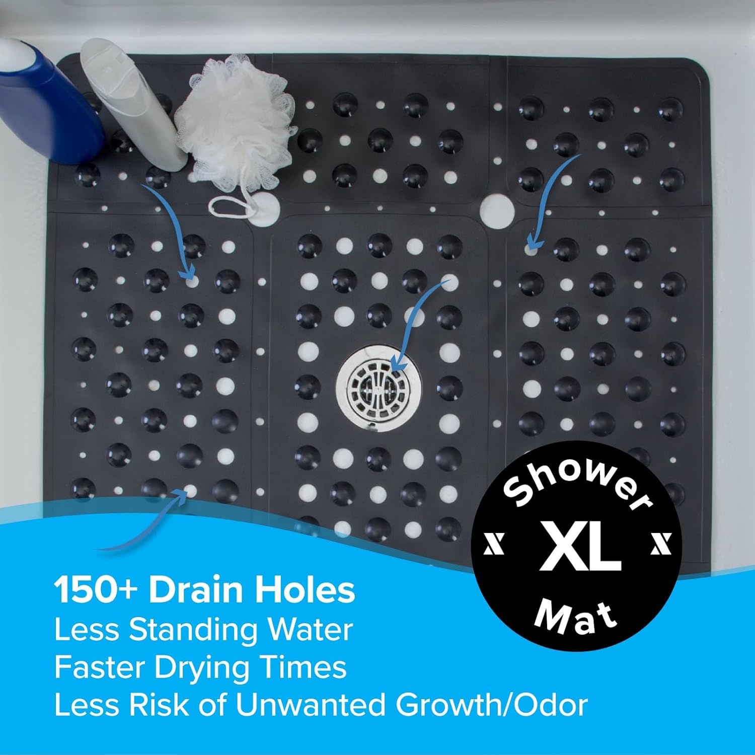 SlipX Solutions 27 Inch Oversize Square Shower Mat