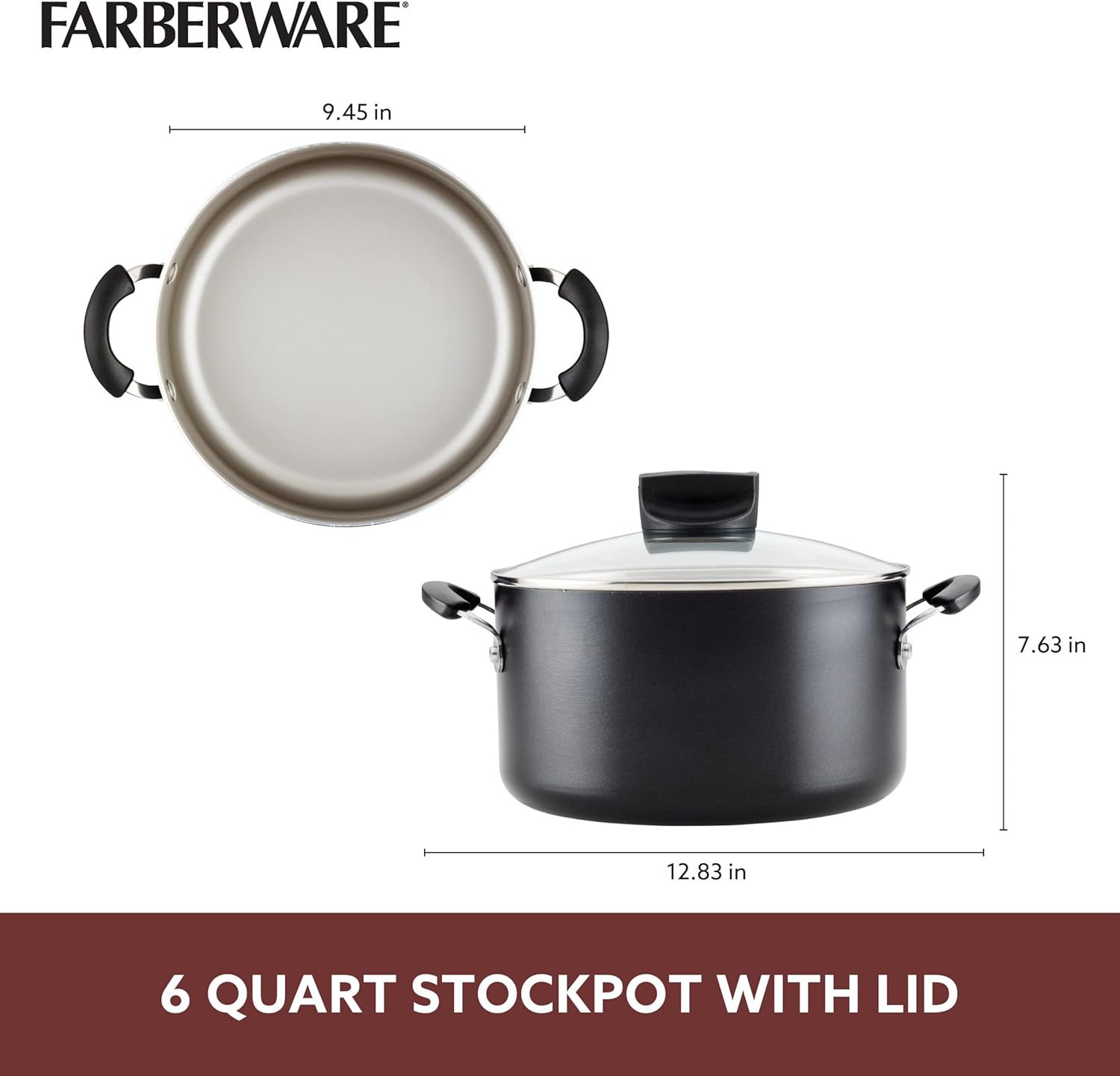 Farberware Smart Control Stockpot 6 Qt Black with Lid
